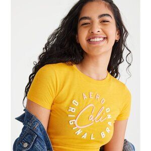 Aeropostale NWT Woman Large Yellow Jersey Cali Circle Graphic Tee